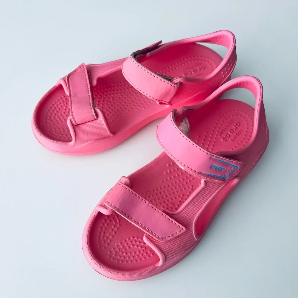 Crocs girls pink swiftwater sandals 12